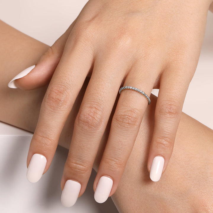 Gabriel & Co. 14K White Gold Bujukan Bead and Diamond Stackable Ring — shown on a model; other jewellery sold separately — LR51823W45JJ