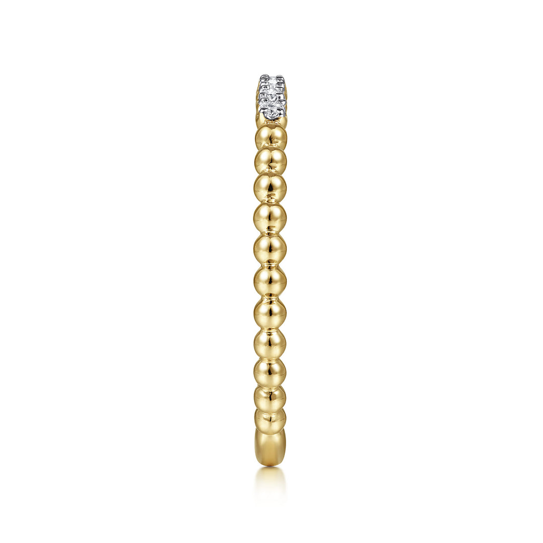 Gabriel & Co. 14K Yellow Gold Beaded Diamond Stackable Bujukan Ring — side detail — LR51823Y45JJ