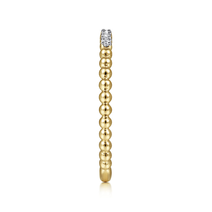 Gabriel & Co. 14K Yellow Gold Beaded Diamond Stackable Bujukan Ring — side detail — LR51823Y45JJ