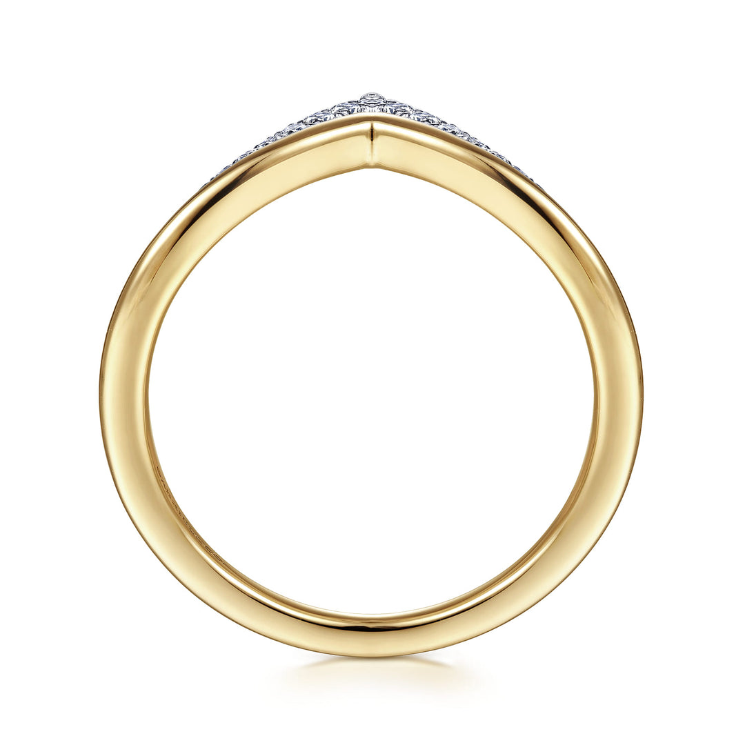 Gabriel & Co. 14K White and Yellow Gold Diamond Chevron Ring — profile view — LR51826M45JJ