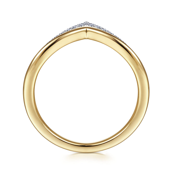Gabriel & Co. 14K White and Yellow Gold Diamond Chevron Ring — profile view — LR51826M45JJ