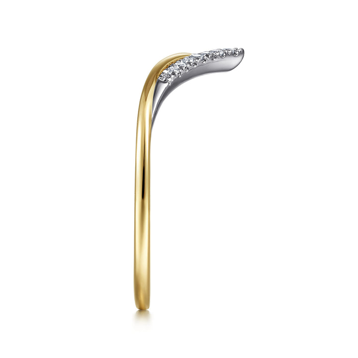 Gabriel & Co. 14K White and Yellow Gold Diamond Chevron Ring — side detail — LR51826M45JJ