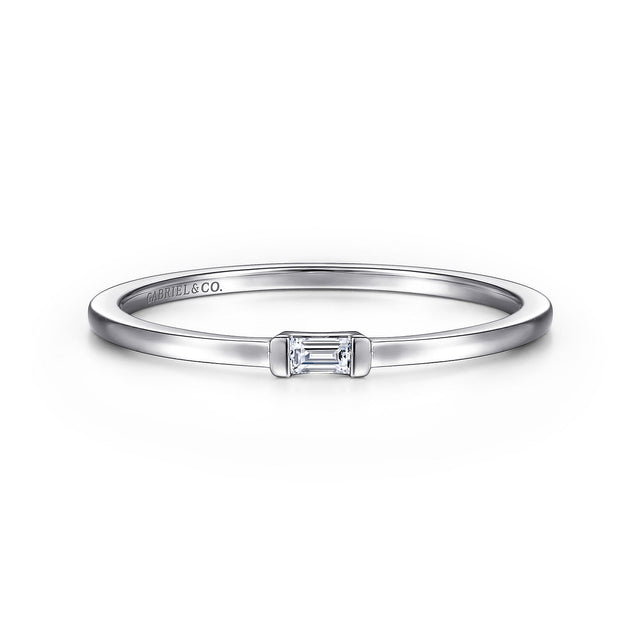 Gabriel & Co. 14K White Gold Baguette Diamond Promise Ring