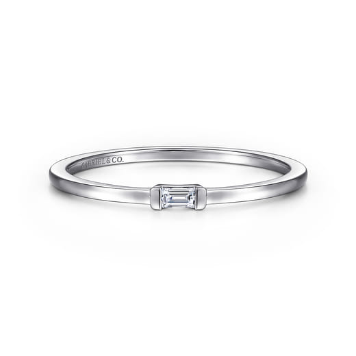 Gabriel & Co. Promise Ring - 14K White Gold Ring with Diamond Baguette LR52077W43JJ