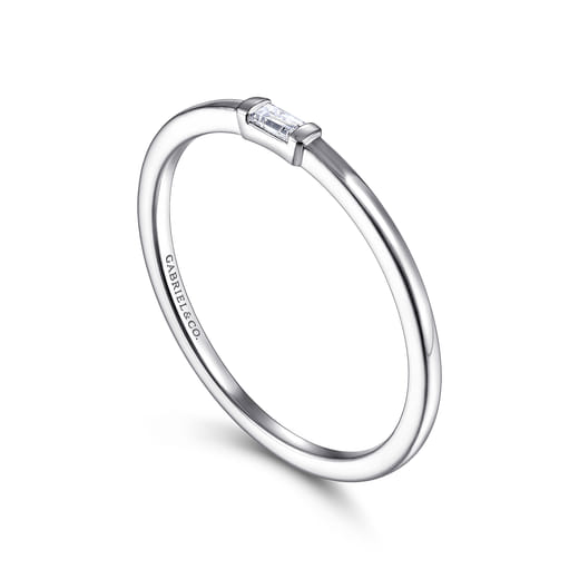 Gabriel & Co. Promise Ring - 14K White Gold Ring with Diamond Baguette LR52077W43JJ
