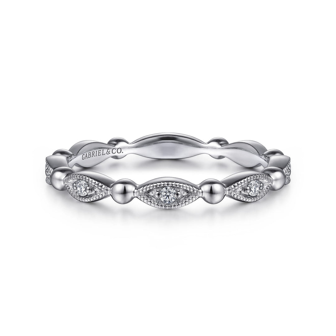 Gabriel & Co. 14K White Gold Diamond Stackable Bujukan Ring — front view — LR52157W45JJ