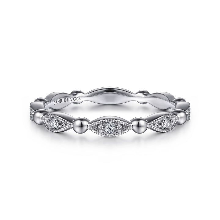 Gabriel & Co. 14K White Gold Diamond Stackable Bujukan Ring — front view — LR52157W45JJ