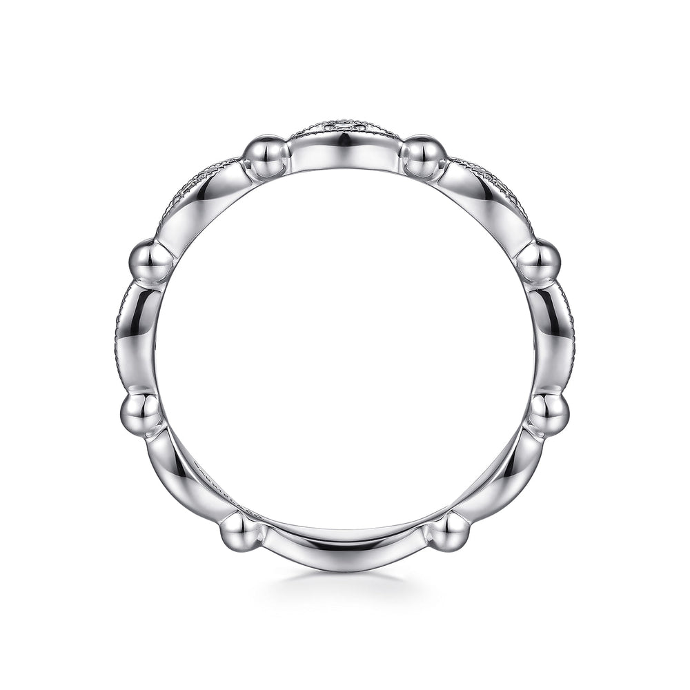 Gabriel & Co. 14K White Gold Diamond Stackable Bujukan Ring — profile view — LR52157W45JJ