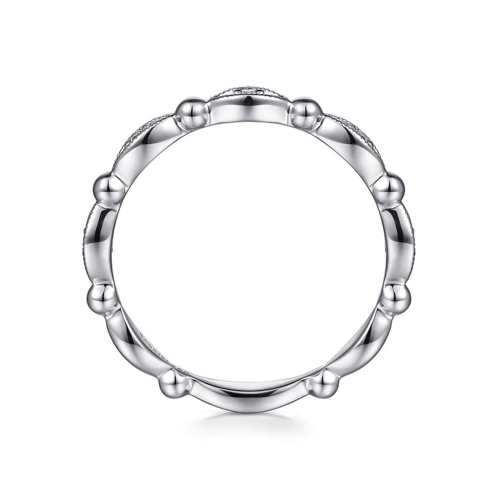 Gabriel & Co. 14K White Gold Diamond Stackable Bujukan Ring — profile view — LR52157W45JJ