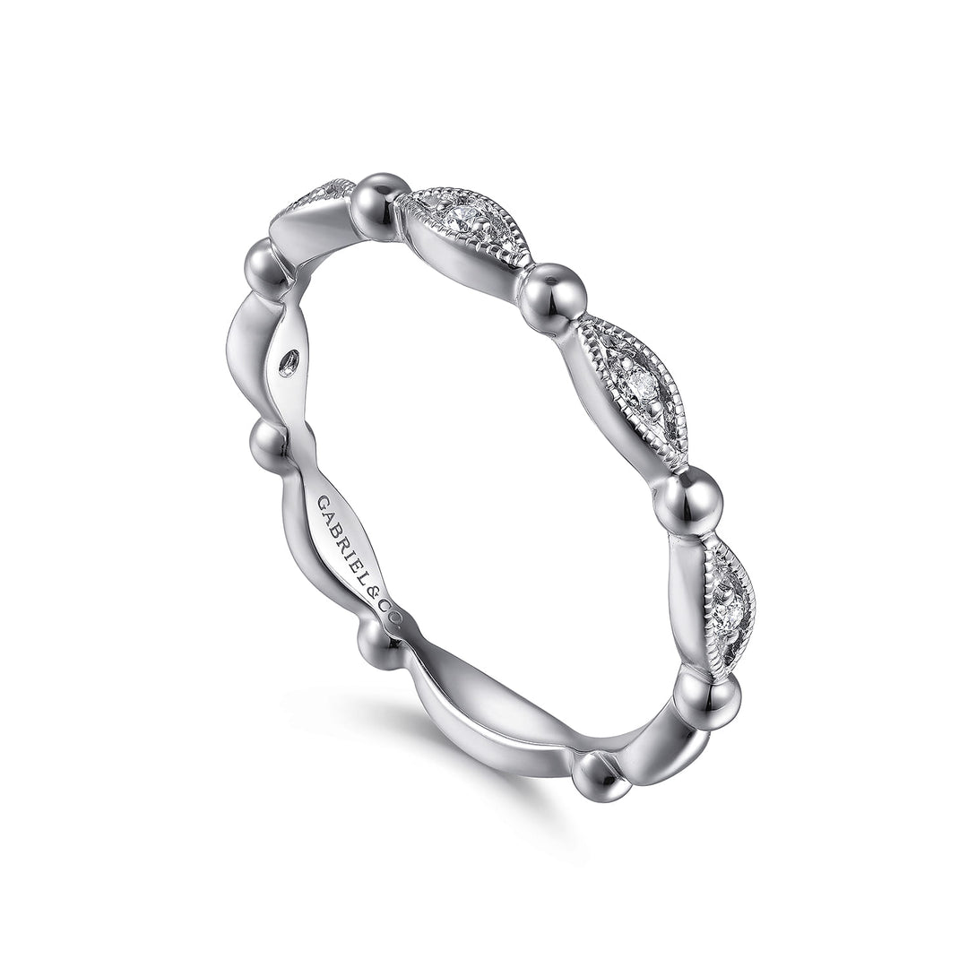 Gabriel & Co. 14K White Gold Diamond Stackable Bujukan Ring — angled view — LR52157W45JJ