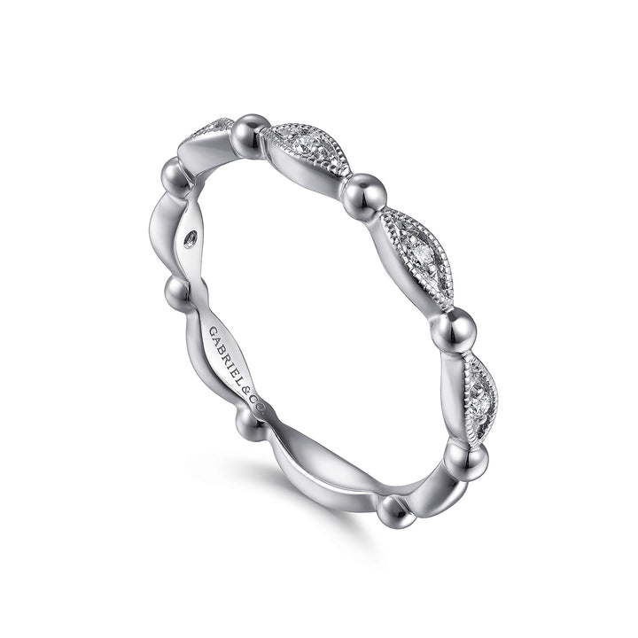 Gabriel & Co. 14K White Gold Diamond Stackable Bujukan Ring — angled view — LR52157W45JJ