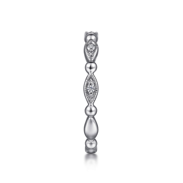 Gabriel & Co. 14K White Gold Diamond Stackable Bujukan Ring — side detail — LR52157W45JJ