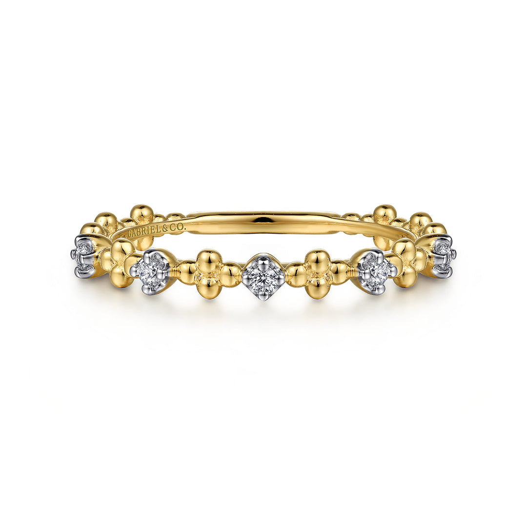 Gabriel & Co. 14K Yellow Gold Diamond Stackable Bujukan Ring — front view — LR52161Y45JJ