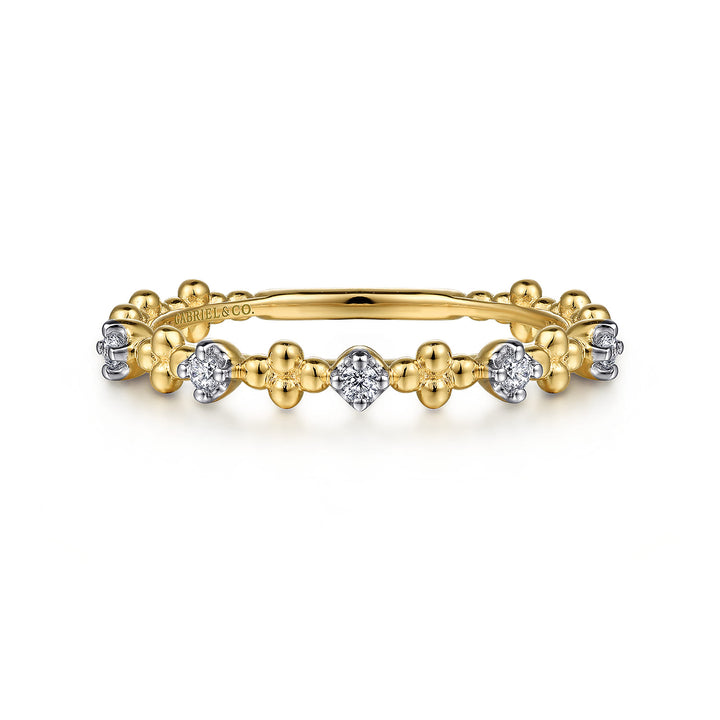 Gabriel & Co. 14K Yellow Gold Diamond Stackable Bujukan Ring — front view — LR52161Y45JJ