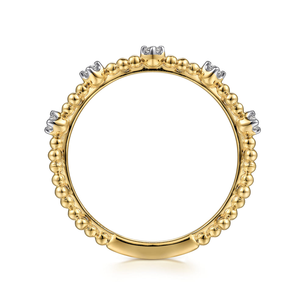 Gabriel & Co. 14K Yellow Gold Diamond Stackable Bujukan Ring — profile view — LR52161Y45JJ