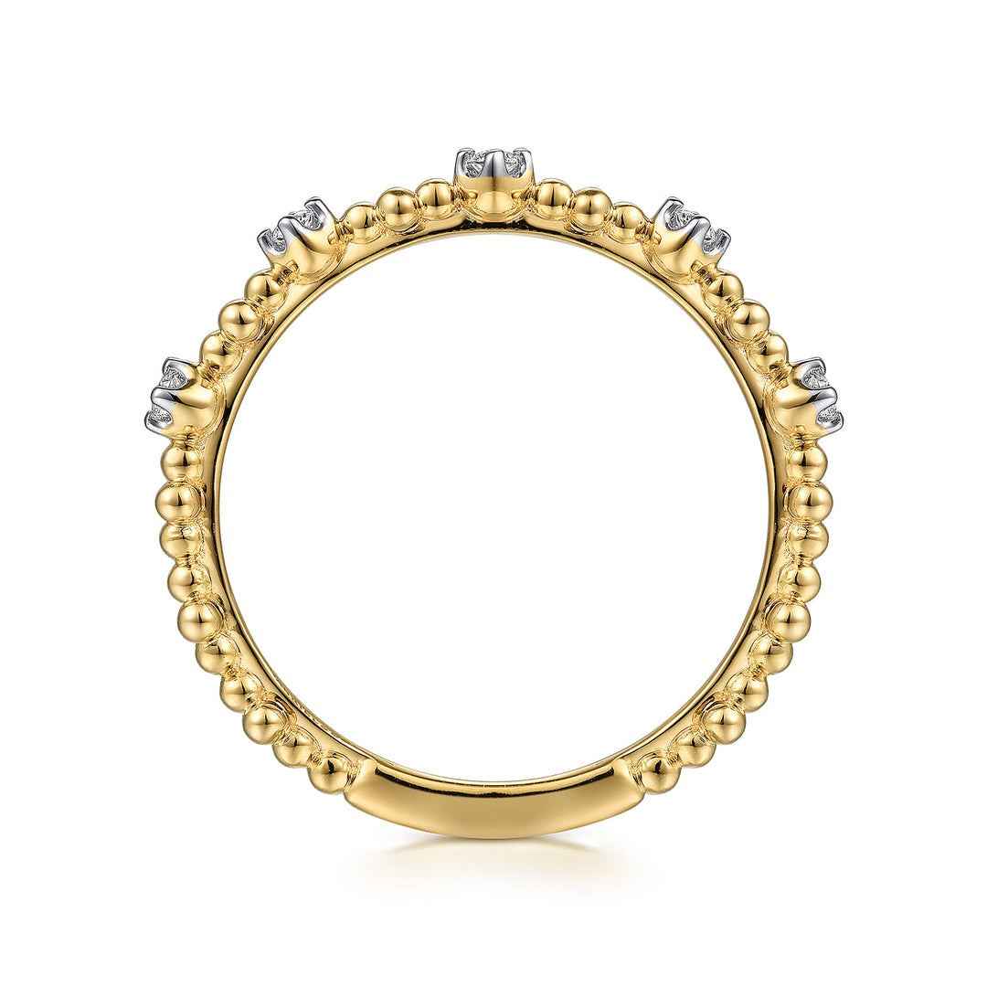 Gabriel & Co. 14K Yellow Gold Diamond Stackable Bujukan Ring — profile view — LR52161Y45JJ