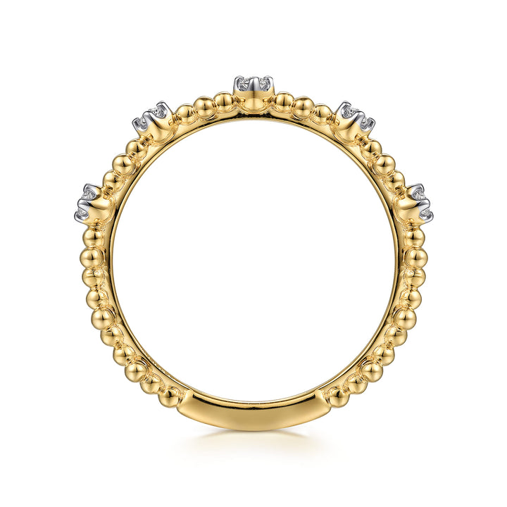 Gabriel & Co. 14K Yellow Gold Diamond Stackable Bujukan Ring — profile view — LR52161Y45JJ