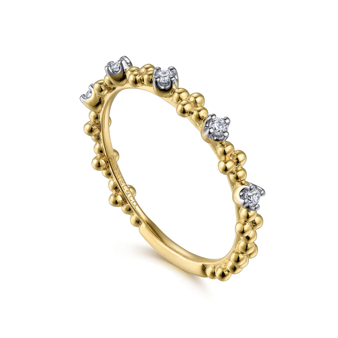 Gabriel & Co. 14K Yellow Gold Diamond Stackable Bujukan Ring — angled view — LR52161Y45JJ