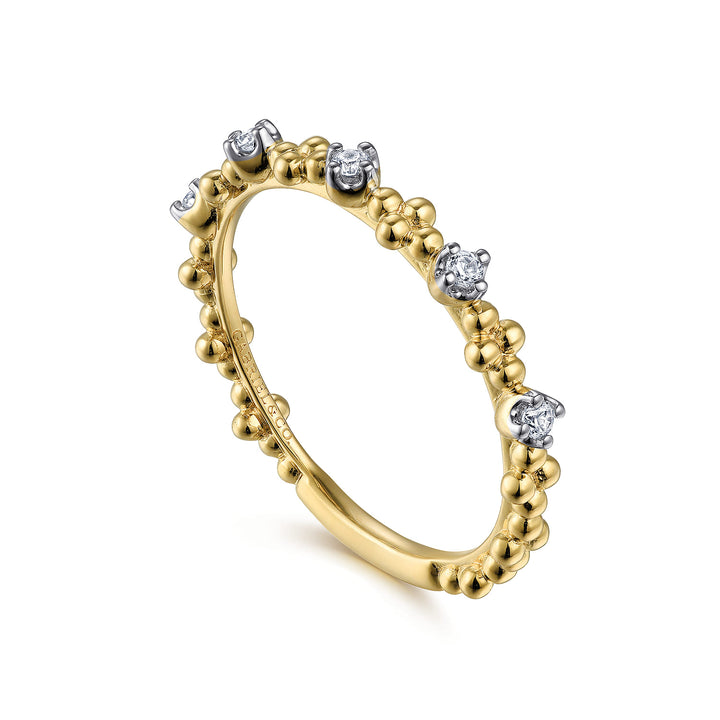 Gabriel & Co. 14K Yellow Gold Diamond Stackable Bujukan Ring — angled view — LR52161Y45JJ