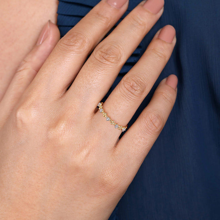 Gabriel & Co. 14K Yellow Gold Diamond Stackable Bujukan Ring — shown on a model; other jewellery sold separately — LR52161Y45JJ