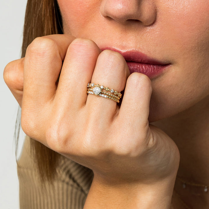 Gabriel & Co. 14K Yellow Gold Diamond Stackable Bujukan Ring — shown on a model; other jewellery sold separately — LR52161Y45JJ