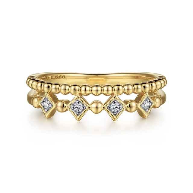 Gabriel & Co. 14K Yellow Gold Diamond Easy Stackable Bujukan Ring