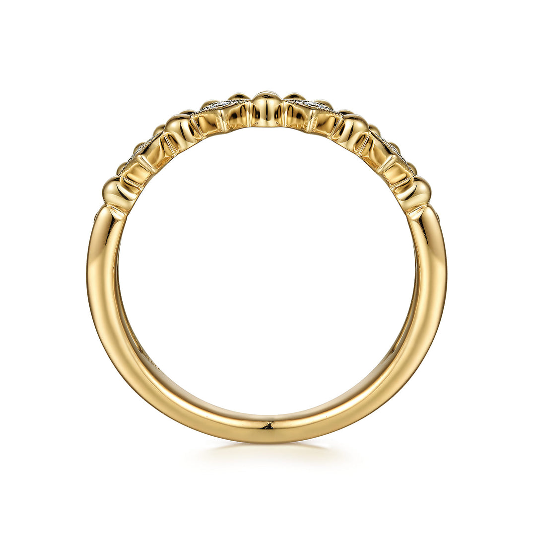 Gabriel & Co. 14K Yellow Gold Diamond Easy Stackable Bujukan Ring — profile view — LR52233Y45JJ