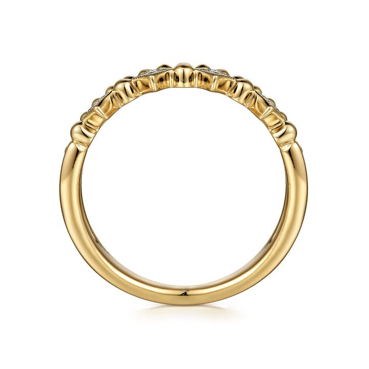 Gabriel & Co. 14K Yellow Gold Diamond Easy Stackable Bujukan Ring — profile view — LR52233Y45JJ