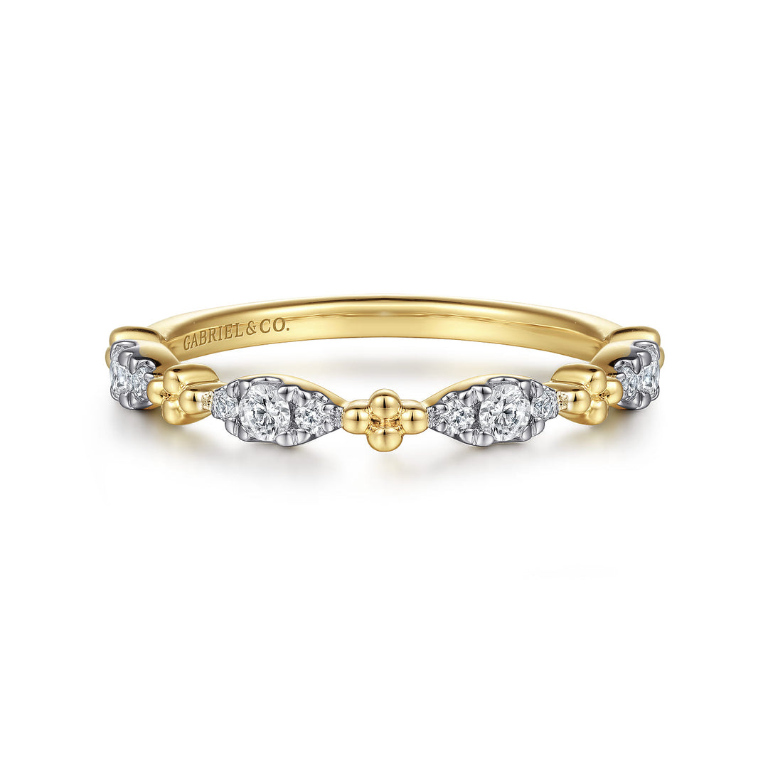 Gabriel & Co. 14K Yellow Gold Bujukan Diamond Stackable Ring — front view — LR52289Y45JJ