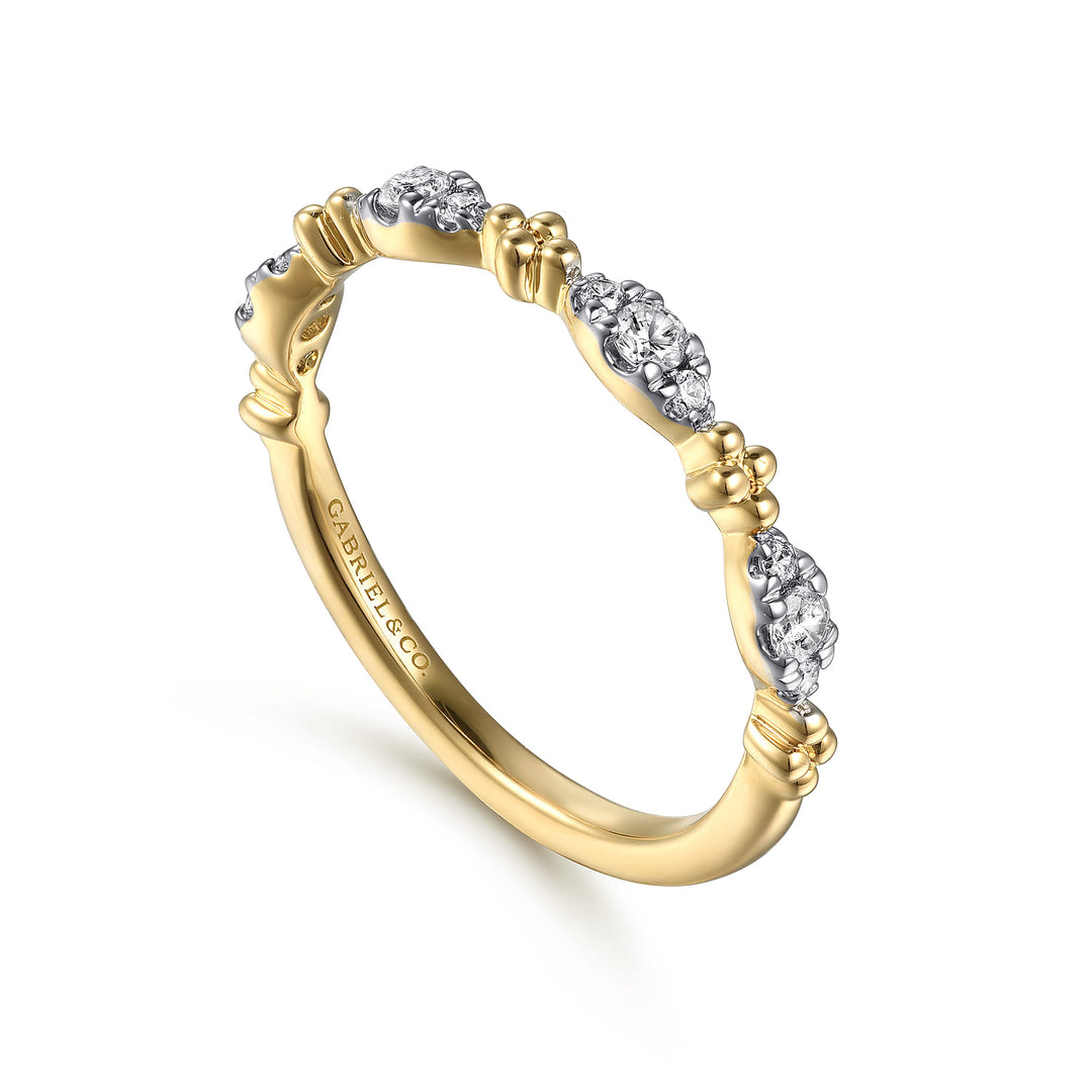 Gabriel & Co. 14K Yellow Gold Bujukan Diamond Stackable Ring — angled view — LR52289Y45JJ