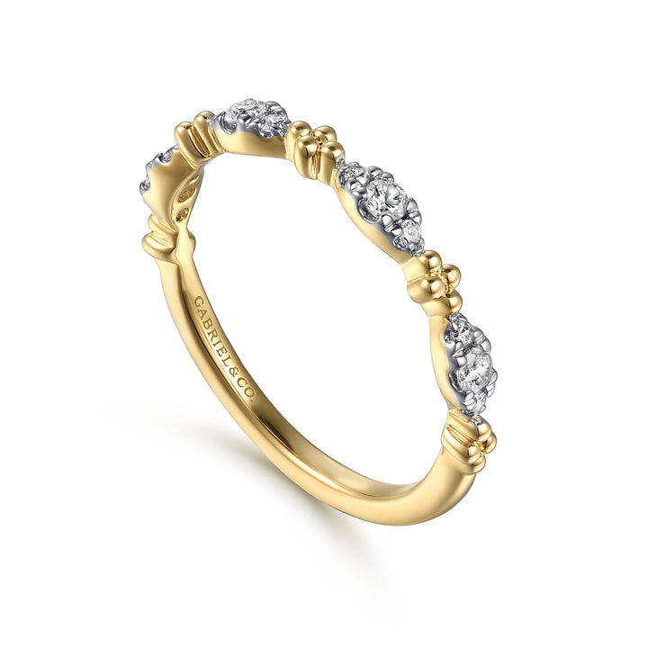 Gabriel & Co. 14K Yellow Gold Bujukan Diamond Stackable Ring — angled view — LR52289Y45JJ