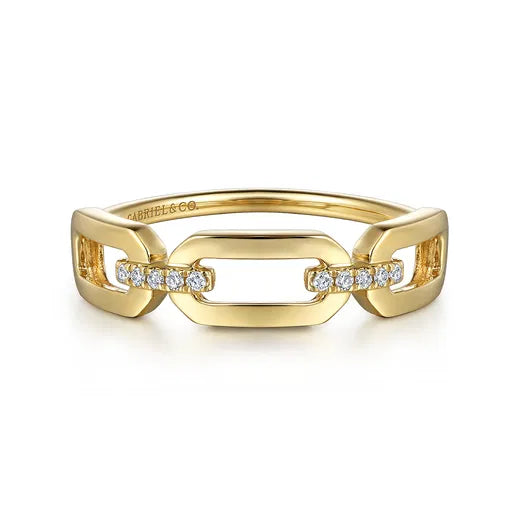 Gabriel & Co. 14K Yellow Gold Diamond Link Chain Ring LR52499Y45JJ
