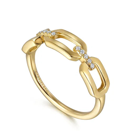 Gabriel & Co. 14K Yellow Gold Diamond Link Chain Ring LR52499Y45JJ