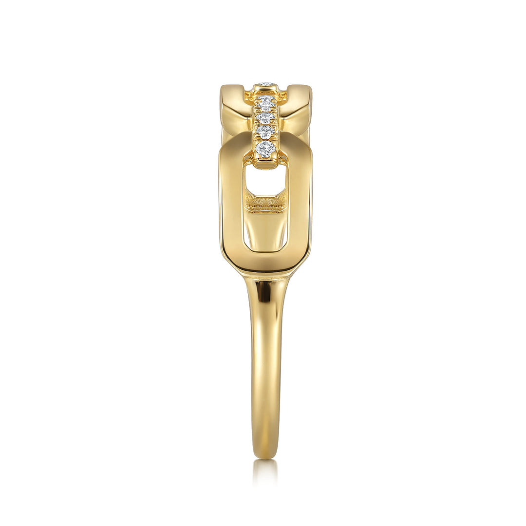 Gabriel & Co. 14K Yellow Gold Diamond Link Chain Ring — side detail — LR52499Y45JJ