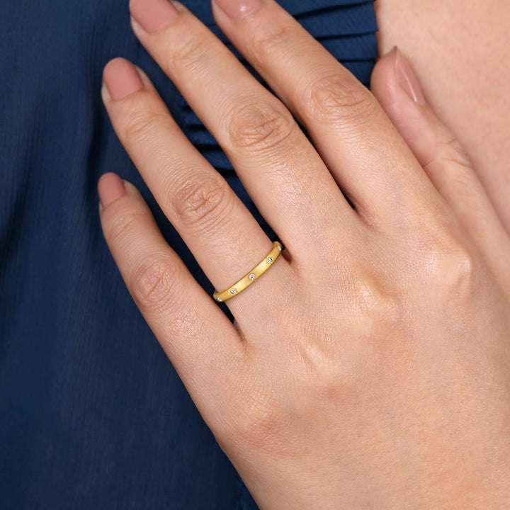 Gabriel & Co. 14K Yellow Gold Diamond Stackable Ring — shown on a model; other jewellery sold separately — LR52508Y45JJ
