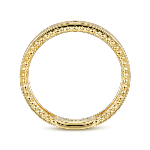 Gabriel & Co. 14K Yellow Gold Bujukan Diamond Bezel Wide Stackable Ladies Ring LR52509Y45JJ