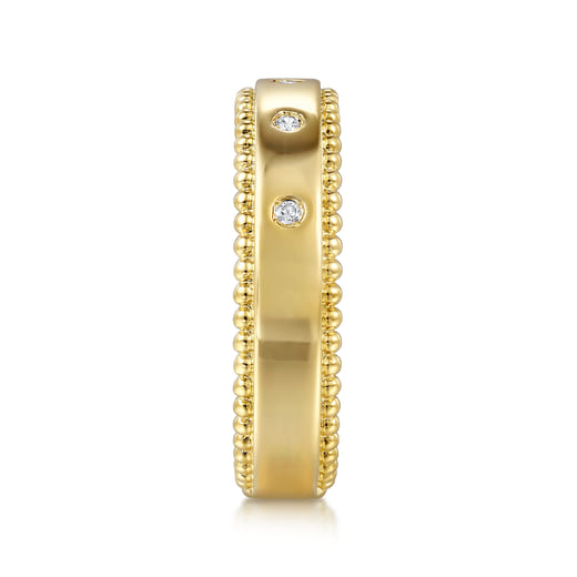 Gabriel & Co. 14K Yellow Gold Bujukan Diamond Bezel Wide Stackable Ladies Ring LR52509Y45JJ