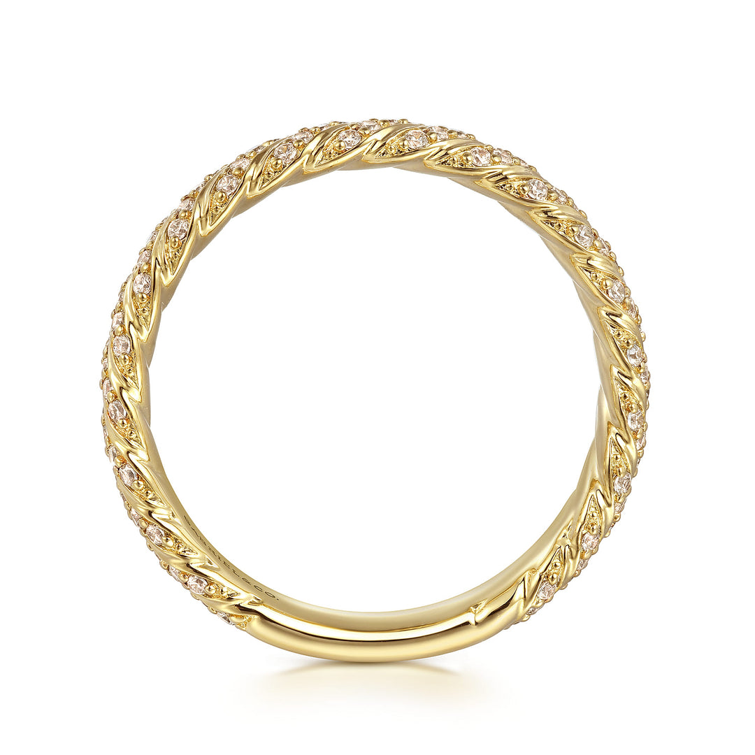 Gabriel & Co. 14K Yellow Gold Diamond Rope Stackable Ring — profile view — LR52538Y45JJ