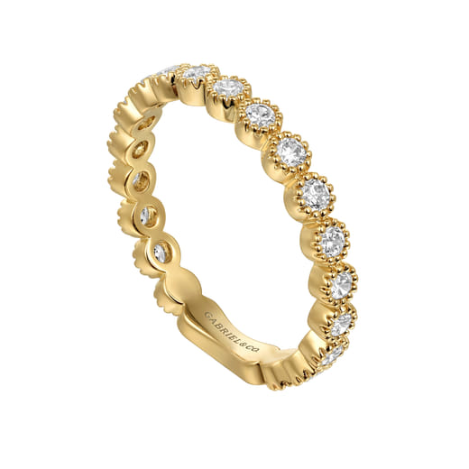 Gabriel & Co. 14K Yellow Gold Diamond Bezel Setting Stackable Ladies Ring LR52539Y45JJ