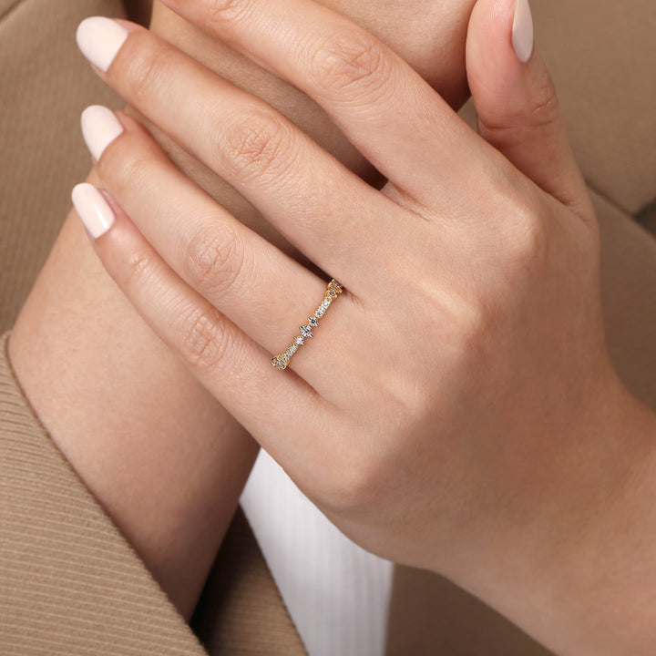 Gabriel & Co. 14K Yellow Gold Diamond Stackable Ring — shown on a model; other jewellery sold separately — LR52554Y45JJ