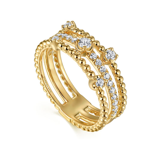 Gabriel & Co. 14K Yellow Gold Diamond Easy Stackable Bujukan Ladies Ring LR52555Y45JJ