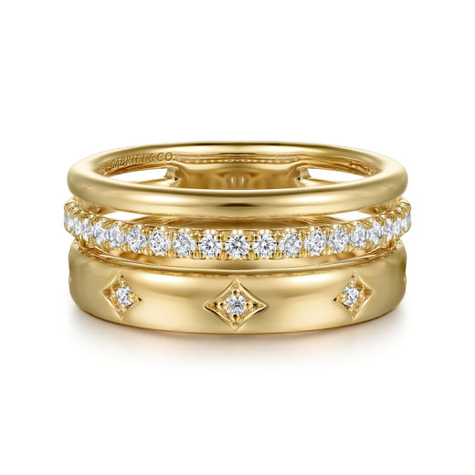 Gabriel & Co. 14K Yellow Gold Diamond Easy Stackable Ladies Ring LR52570Y45JJ