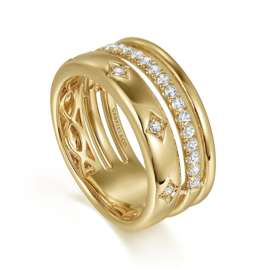 Gabriel & Co. 14K Yellow Gold Diamond Easy Stackable Ring — product view 1 — LR52570Y45JJ