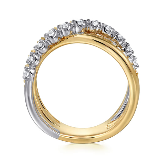 Gabriel & Co. 14K White Yellow Gold Diamond Criss Cross Ring LR52584M45JJ