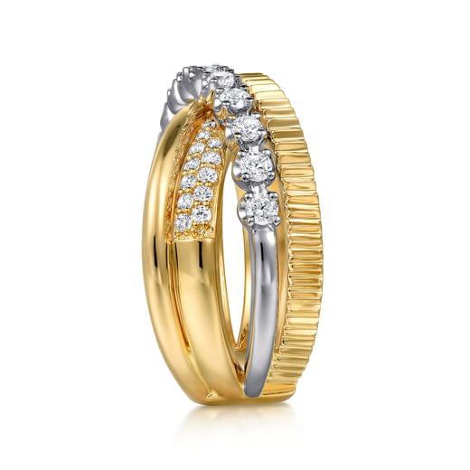 Gabriel & Co. 14K White Yellow Gold Diamond Criss Cross Ring LR52584M45JJ