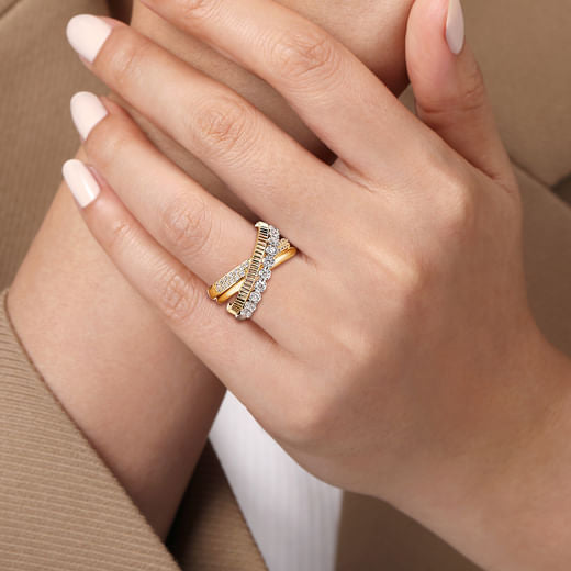Gabriel & Co. 14K White Yellow Gold Diamond Criss Cross Ring LR52584M45JJ
