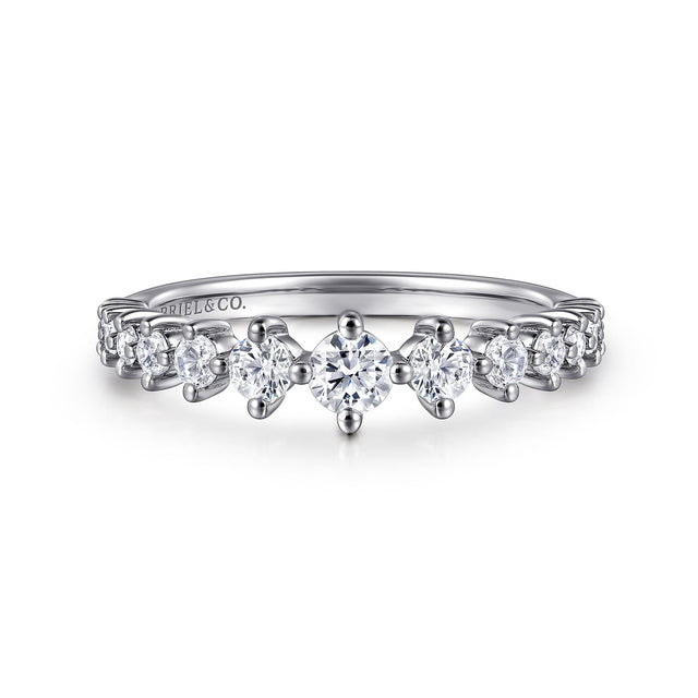 Gabriel & Co. 14K White Gold Graduating Diamond Classic Ring