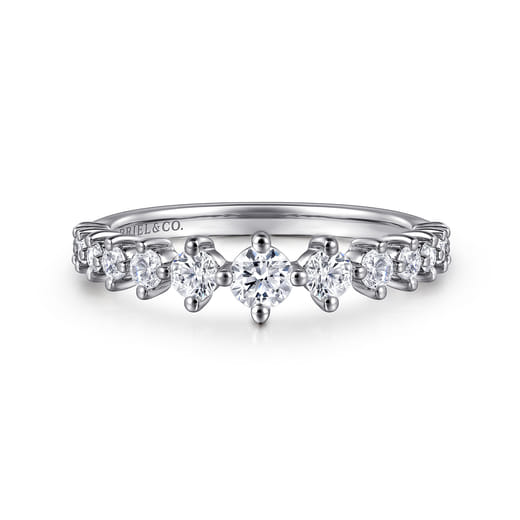Gabriel & Co. 14K White Gold Graduating Diamond Classic Ladies Ring LR52647W45JJ