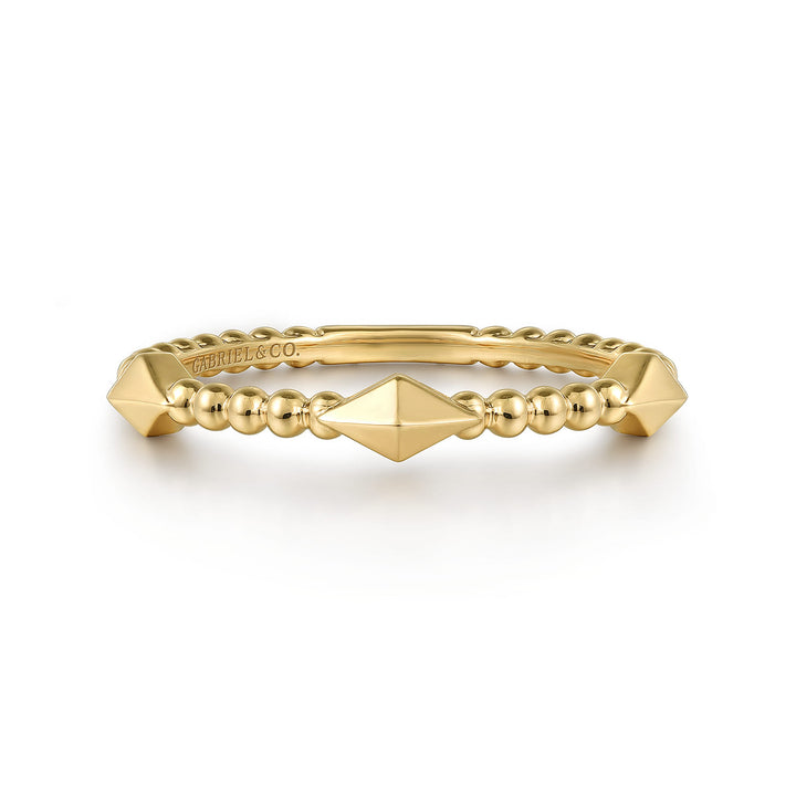 14K Yellow Gold Pyramid Classic Ring