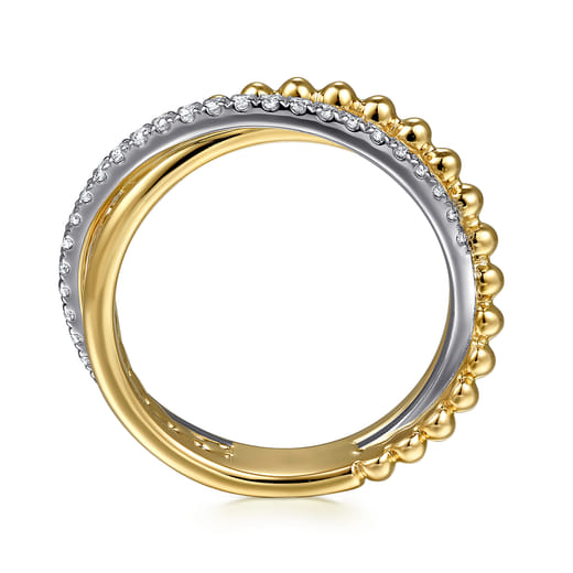 Gabriel & Co. 14K White Yellow Gold Bujukan Diamond Criss Cross Ring LR52775M45JJ